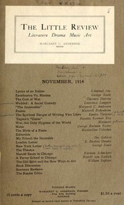 The Little Review, November 1914 (Vol. 1, No. 8) — Various cover