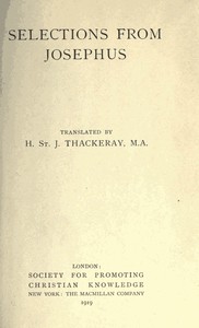 Selections From Josephus — Flavius Josephus cover
