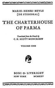 The Charterhouse of Parma, Volume 1 — Stendhal cover