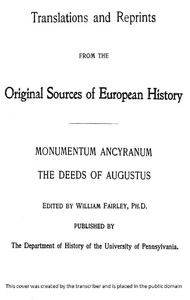 Monumentum Ancyranum: The Deeds of Augustus — Emperor of Rome Augustus cover