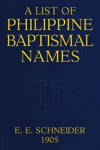 A List of Philippine Baptismal Names — Anonymous cover