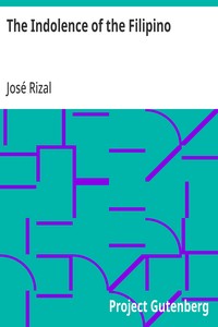 The Indolence of the Filipino — José Rizal cover