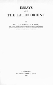 Essays on the Latin Orient cover