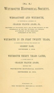 Wessagusset and Weymouth — Charles Francis Adams cover