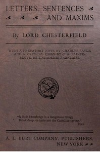 Letters, sentences and maxims — Philip Dormer Stanhope, Earl of Chesterfield cover