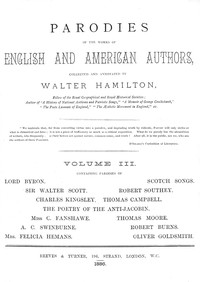 Parodies of the works of English & American authors, vol. III — Anonymous cover