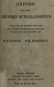 Oxford and the Rhodes Scholarships — R. F. (Richard Frederick) Scholz cover