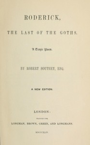 Roderick, the last of the Goths : $b A tragic poem — Robert Southey cover
