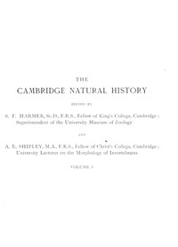 The Cambridge natural history, Vol. 01 (of 10) — Sydney J. (Sydney John) Hickson cover