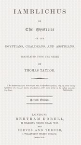 Iamblichus on the mysteries of the Egyptians, Chaldeans, and Assyrians — Iamblichus cover