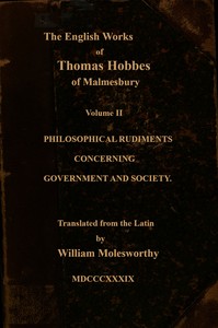 The English works of Thomas Hobbes of Malmesbury, Volume 02 (of 11) — Thomas Hobbes cover