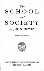 The school and society — John Dewey cover