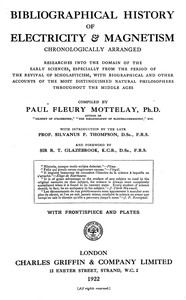 Bibliographical history of electricity & magnetism, chronologically arranged — Anonymous cover