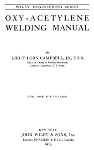 Oxy-acetylene welding manual — Lorn Campbell cover