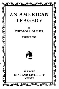 An American tragedy, v. 1 — Theodore Dreiser cover