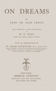 On dreams — Sigmund Freud cover