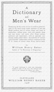A dictionary of men's wear — William Henry Baker cover