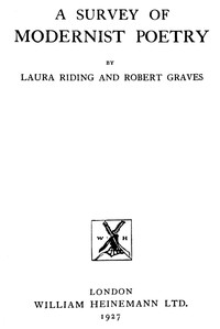 A survey of modernist poetry — Robert Graves cover