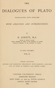 The dialogues of Plato in five volumes, Vol. 2 (of 5) : $b Translated into English with analyses and introductions — Plato cover