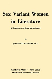 Sex variant women in literature : $b A historical and quantitative survey — Jeannette H. (Jeannette Howard) Foster cover