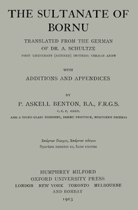 The Sultanate of Bornu — Arnold Schultze cover