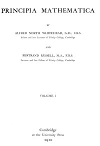 Principia mathematica, vol. 1 (of 3) — Bertrand Russell cover
